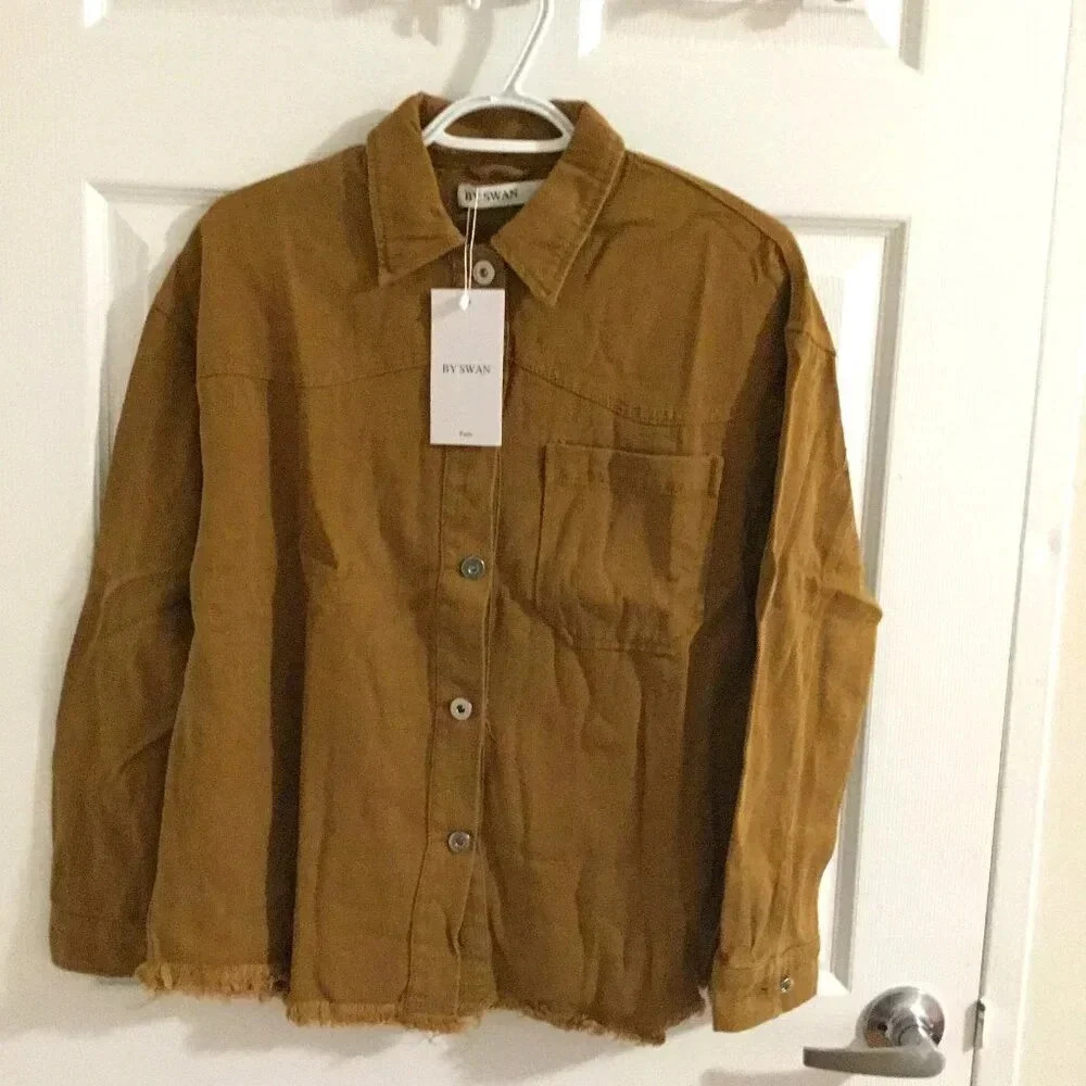 COPY - Jacket Brown Raw Edge 100% Cotton Casual Minimalis |  Sz M…